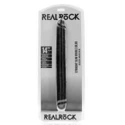 Real Rock Double Gode Straight Slim 35.5 x 3.8cm Noir